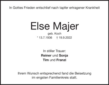 Traueranzeige von Else Lina Majer von Heidenheimer Zeitung