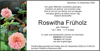 Anzeige Roswitha Früholz