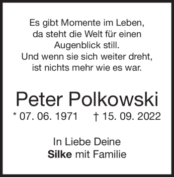 Traueranzeige von Peter Polkowski von Heidenheimer Zeitung