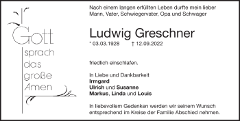 Traueranzeige von Ludwig Greschner von Heidenheimer Zeitung
