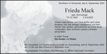 Traueranzeige von Frieda Mack von Heidenheimer Zeitung