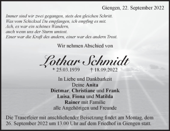 Anzeige Lothar Schmidt