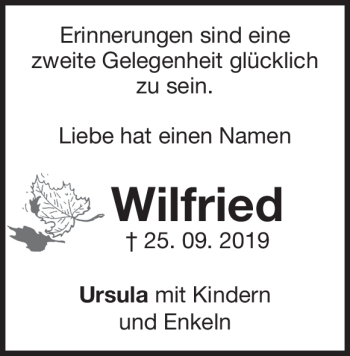 Traueranzeige von Wilfried Stang von Heidenheimer Zeitung