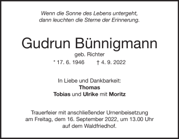 Traueranzeige von Gudrun Bünnigmann von Heidenheimer Zeitung
