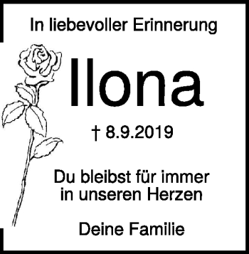 Traueranzeige von Ilona Bäuerle von Heidenheimer Zeitung
