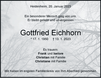 Traueranzeige von Gottfried Eichhorn von Heidenheimer Zeitung