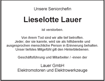 Traueranzeige von Lieselotte Lauer von Heidenheimer Zeitung