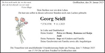 Traueranzeige von Georg Seidl von Heidenheimer Zeitung