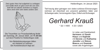 Anzeige Gerhard Krauß