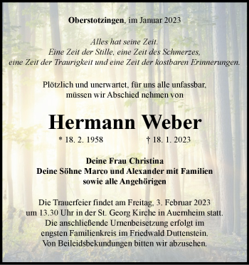 Traueranzeige von Hermann Weber von Heidenheimer Zeitung