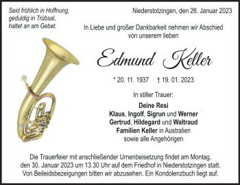 Traueranzeige von Edmund Keller von Heidenheimer Zeitung