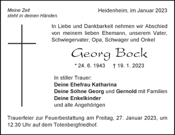Anzeige Georg Bock