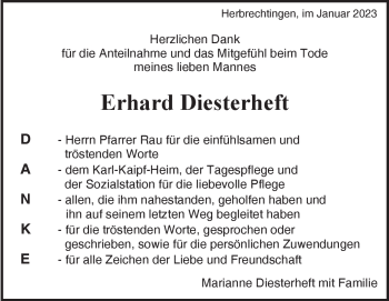 Traueranzeige von Erhard Diesterheft von Heidenheimer Zeitung