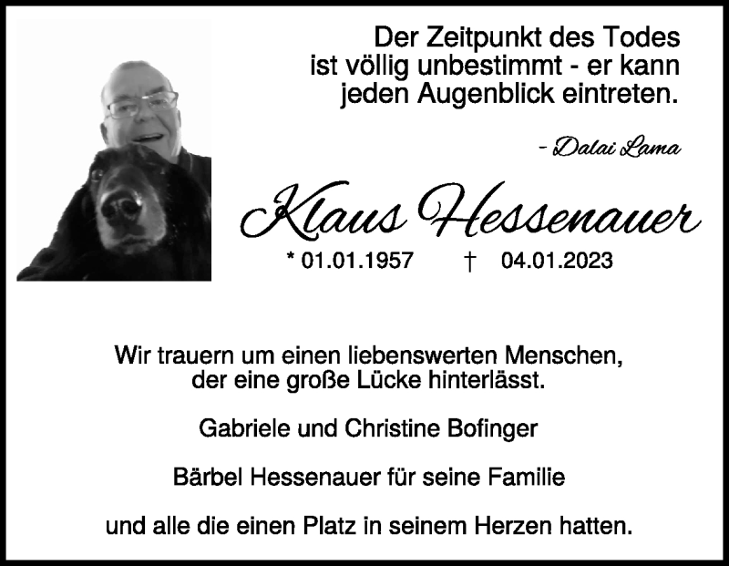  Traueranzeige für Klaus Hessenauer vom 21.01.2023 aus Heidenheimer Zeitung