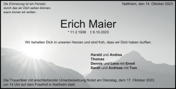 Traueranzeige von Erich Maier von Heidenheimer Zeitung