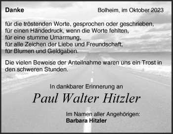 Traueranzeige von Paul Walter Hitzler von Heidenheimer Zeitung