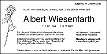 Traueranzeige von Albert Wiesenfarth von Heidenheimer Zeitung