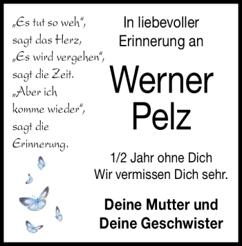 Traueranzeige von Werner Pelz von Heidenheimer Zeitung