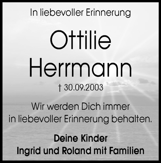 Traueranzeige von Ottilie Herrmann von Heidenheimer Zeitung