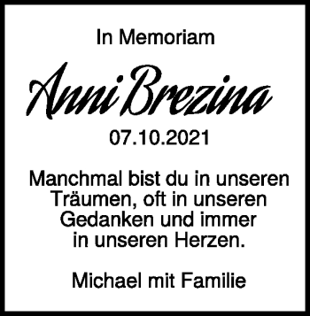 Traueranzeige von Anna Brezina von Heidenheimer Zeitung