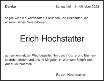 Traueranzeige von Erich Hochstatter von Heidenheimer Zeitung