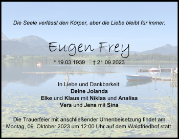 Traueranzeige von Eugen Frey von Heidenheimer Zeitung