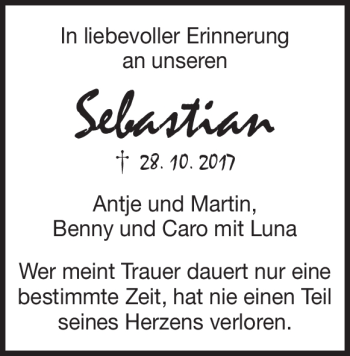 Traueranzeige von Sebastian Wiedmann von Heidenheimer Zeitung