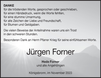 Traueranzeige von Jürgen Forner von Heidenheimer Zeitung