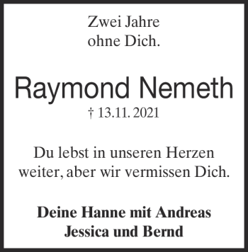 Traueranzeige von Raymond Nemeth von Heidenheimer Zeitung