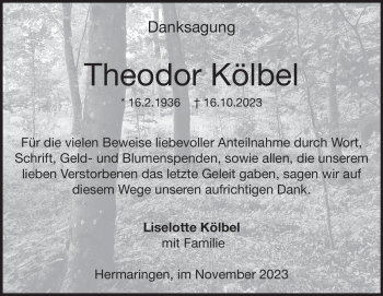 Traueranzeige von Theodor Kölbel von Heidenheimer Zeitung