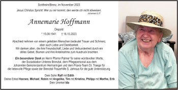 Traueranzeige von Annemarie Hoffmann von Heidenheimer Zeitung