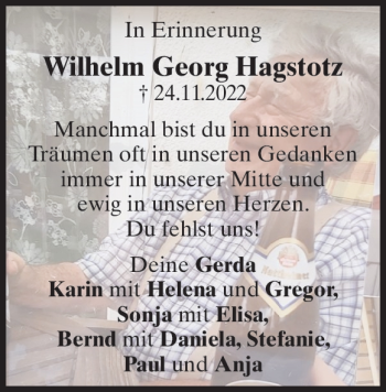 Traueranzeige von Wilhelm Georg Hagstotz von Heidenheimer Zeitung
