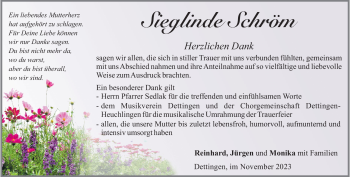 Traueranzeige von Sieglinde Schröm von Heidenheimer Zeitung