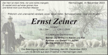 Traueranzeige von Ernst Zeiner von Heidenheimer Zeitung