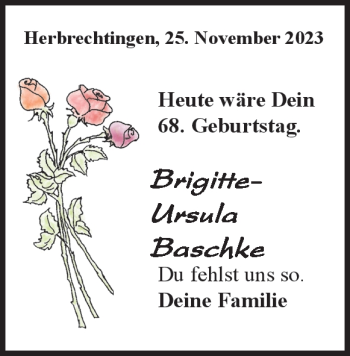 Traueranzeige von Brigitte-Ursula Baschke von Heidenheimer Zeitung