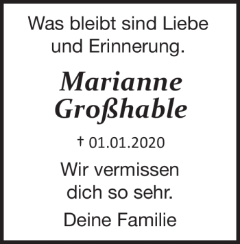 Traueranzeige von Marianne Großhable von Heidenheimer Zeitung