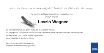 Traueranzeige von Laszlo Wagner von Heidenheimer Zeitung