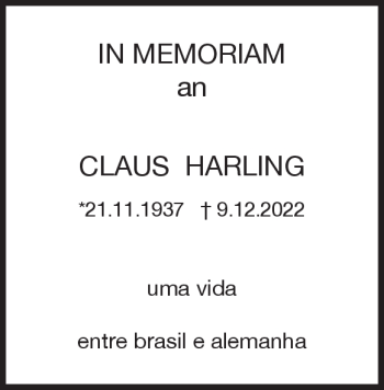 Traueranzeige von Claus Harling von Heidenheimer Zeitung