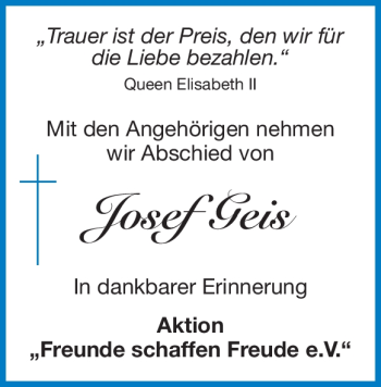 Traueranzeige von Josef Greis von Heidenheimer Zeitung