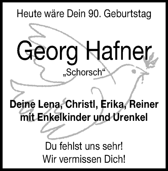 Traueranzeige von Georg Hafner von Heidenheimer Zeitung