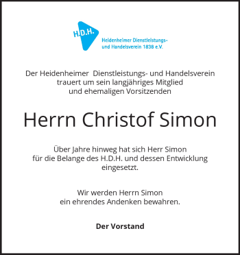 Traueranzeige von Christoph Simon von Heidenheimer Zeitung