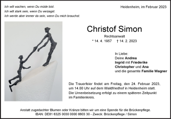 Traueranzeige von Christof Simon von Heidenheimer Zeitung