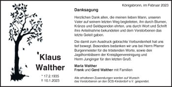 Traueranzeige von Klaus Walther von Heidenheimer Zeitung