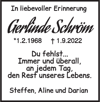 Traueranzeige von Gerlinde Schröm von Heidenheimer Zeitung