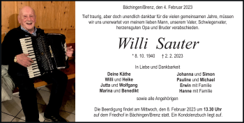 Anzeige Willi Sauter