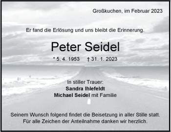 Anzeige Peter Seidel