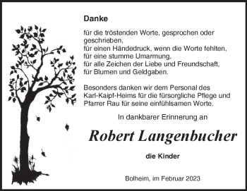 Traueranzeige von Robert Langenbucher von Heidenheimer Zeitung