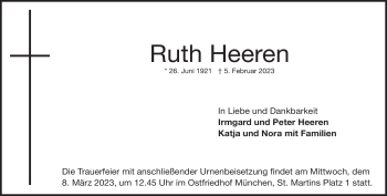 Traueranzeige von Ruth Heeren von Heidenheimer Zeitung