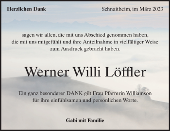 Traueranzeige von Werner Willi Löffler von Heidenheimer Zeitung