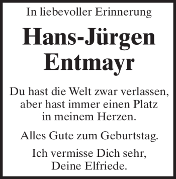 Traueranzeige von Hans-Jürgen Entmayr von Heidenheimer Zeitung